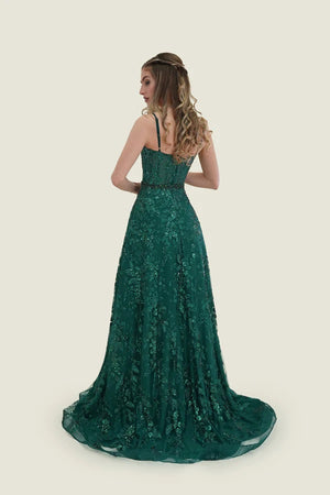 FLAIR Prom 25010 Glitter Tulle A-Line Dress FLAIR Prom 