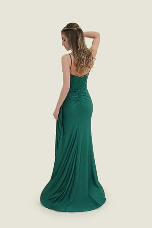 FLAIR Prom 25011 Corset Bodice Dress with Train FLAIR Prom 
