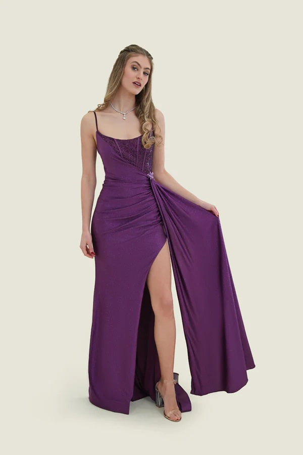 FLAIR Prom 25011 Corset Bodice Dress with Train