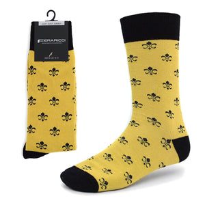 Men's Gold Black Fluer-de-lis Socks Feraricci 