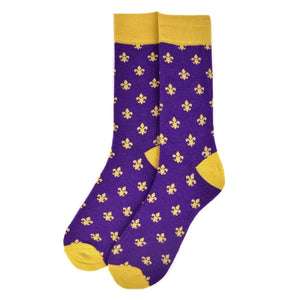Men's Purple Gold Fluer-de-lis Socks Feraricci 