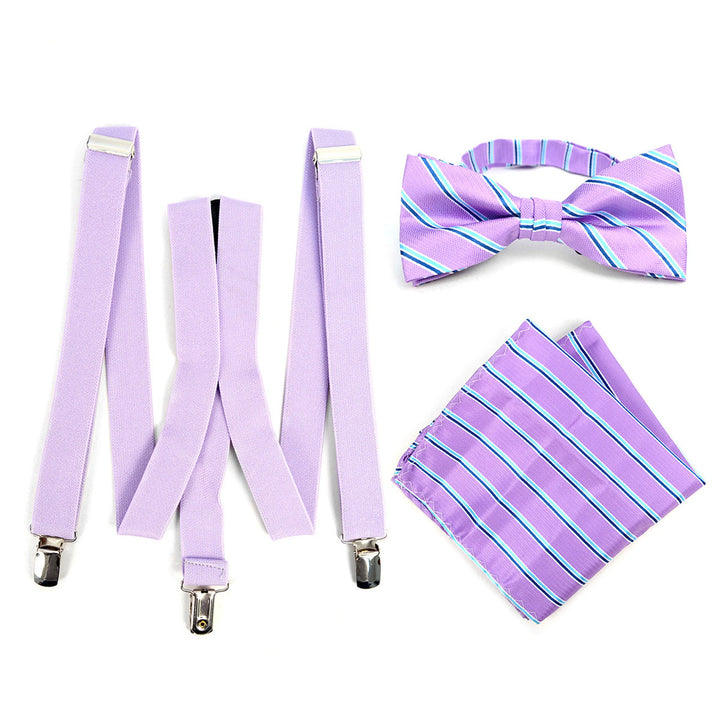 Pattern Bow Tie & Pocket Square with Suspenders