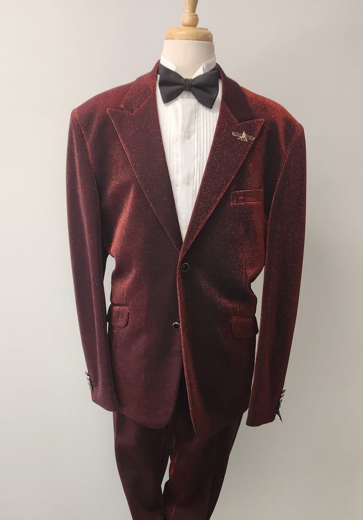 Metallic Shimmer Peak Lapel Fashion Suit - 3 Colors