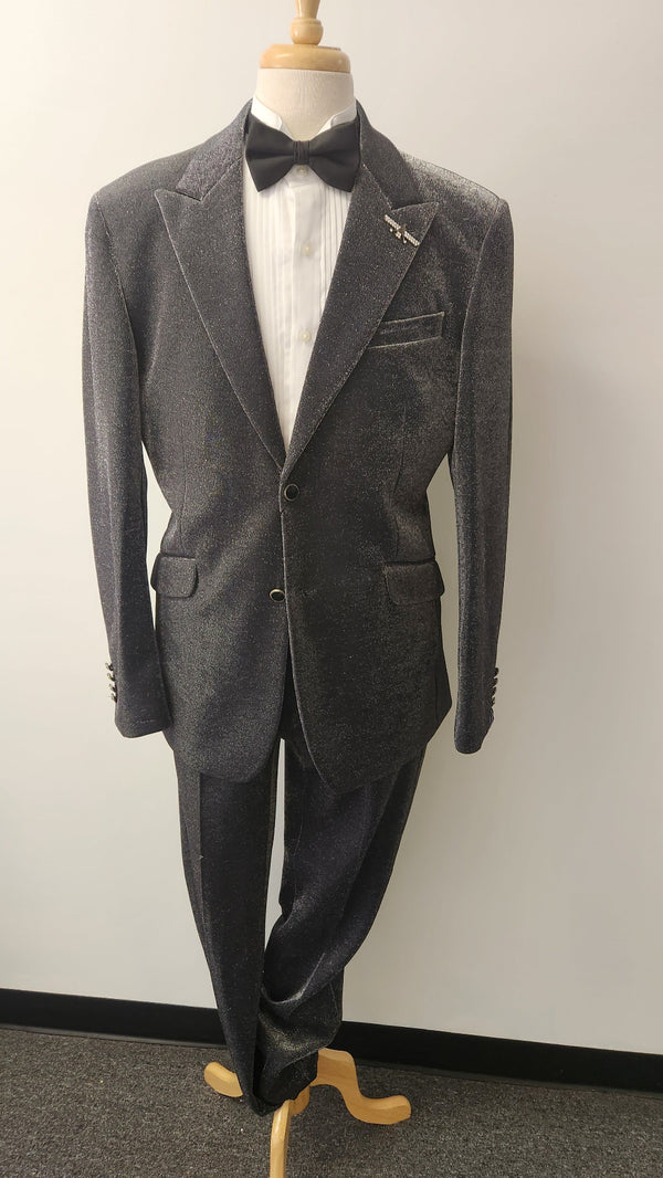 Metallic Shimmer Peak Lapel Suit with Matching Pants Barabas Vassarilos Angelesca 