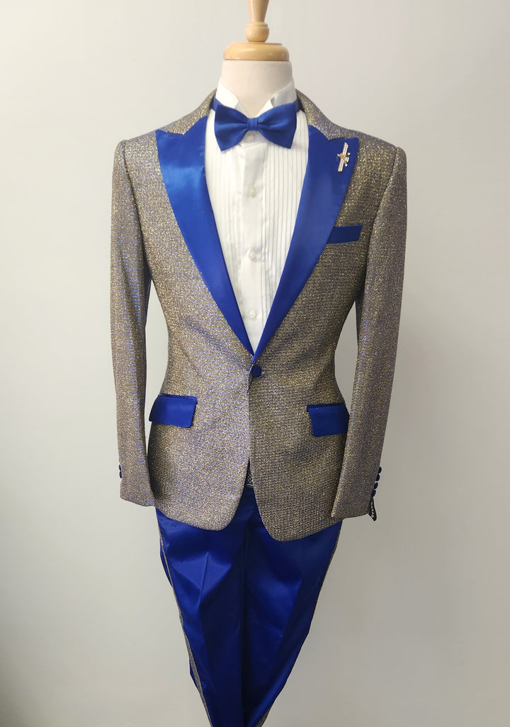 Royal Blue and Gold Shimmer Fashion Suit