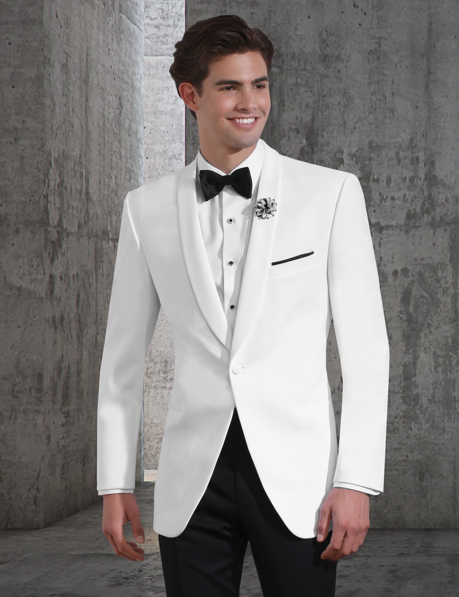 New White Shawl Lapel Dinner Jacket - Main Image