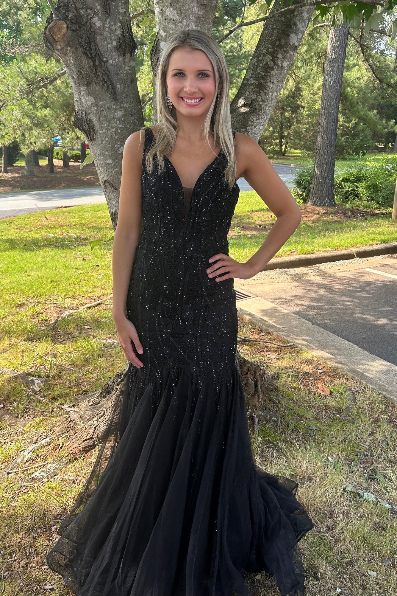 FLAIR Prom 23684 Black Fit-n-Flare Dress Formalwear Outlet FLAIR Prom 23684 Black Fit-n-Flare Dress Formalwear Outlet