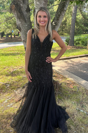FLAIR Prom 23684 Black Fit-n-Flare Dress