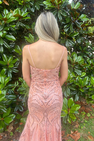 FLAIR Prom 24727 Rosewood Beaded Fit-n-Flare Dress