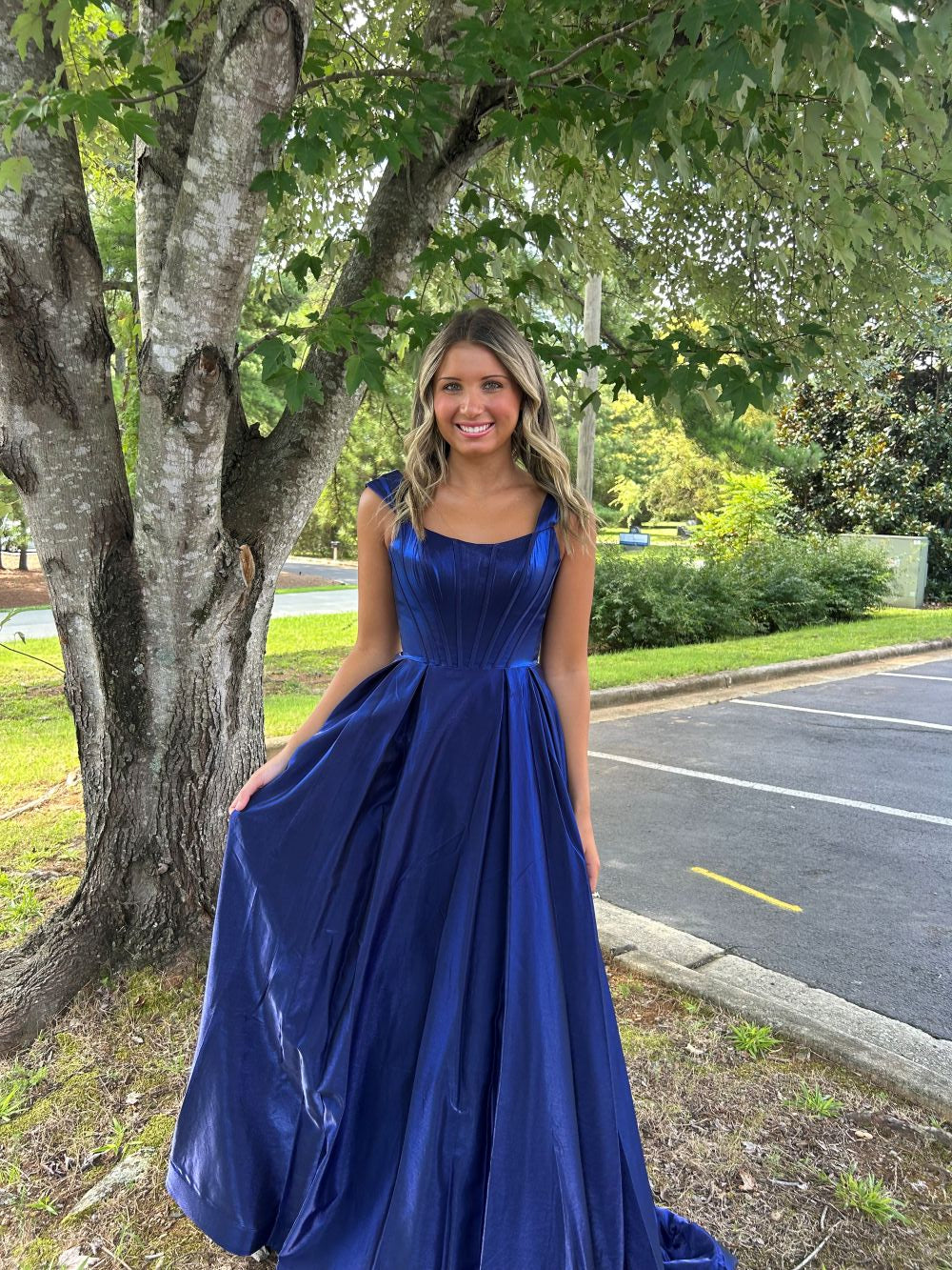 FLAIR Prom 25014 Shimmer A-Line Dress ROYAL / 14