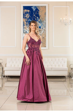FLAIR Prom 24716 Lace Embroidered Corset Style Ballgown FLAIR Prom 