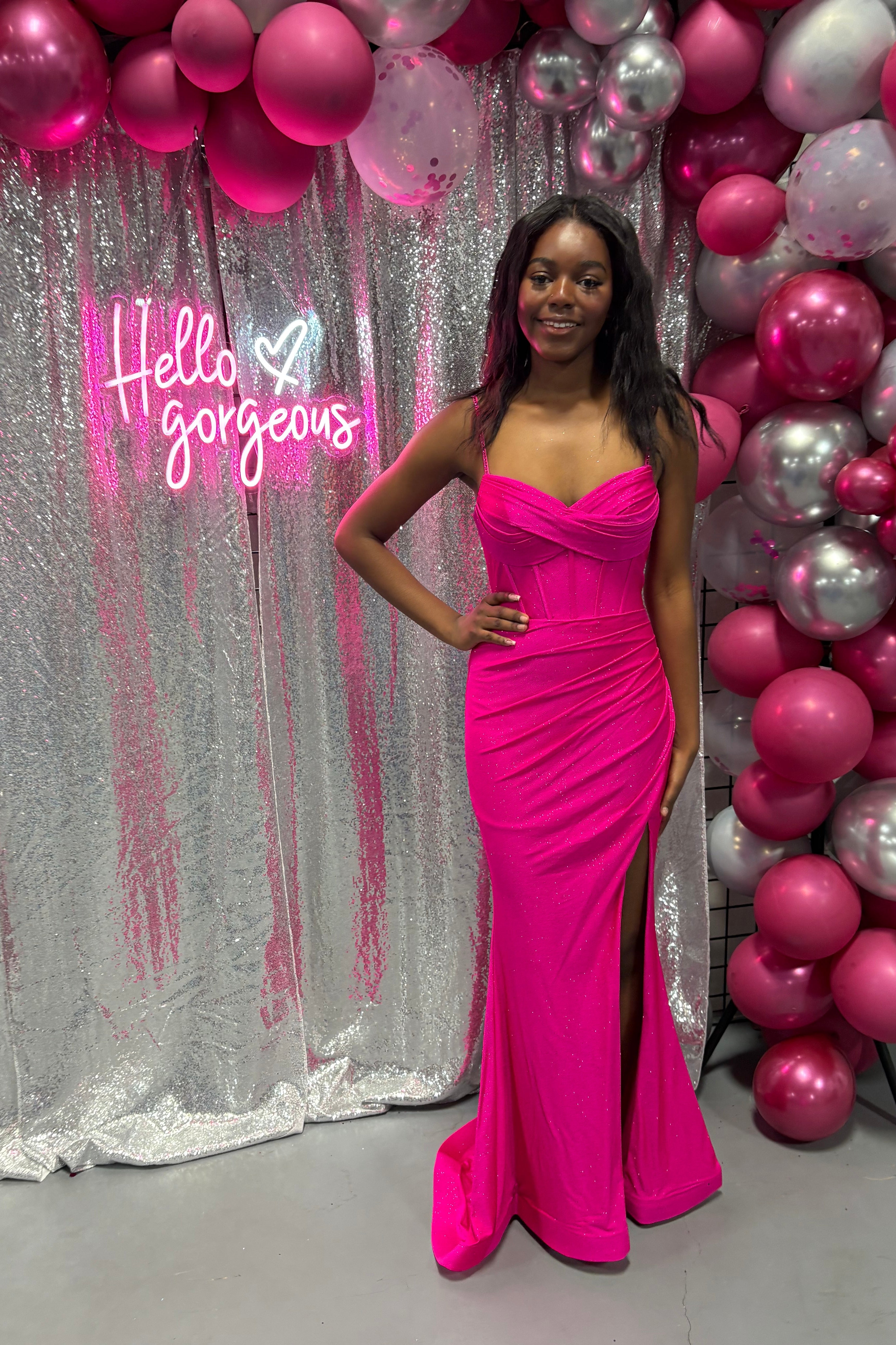 FLAIR Prom 25009 Fitted Dress with Slit Formalwear Outlet FLAIR Prom 25009 Fitted Dress with Slit Formalwear Outlet