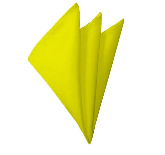 New Solid Satin Pocket Squares / Handkerchief - Lemon Yellow