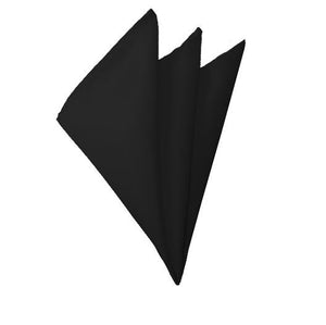 New Solid Satin Pocket Square - Black Manzini Neckwear 