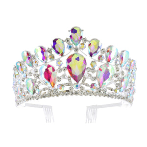 Crystal Pave Teardrop Cluster Silver Tiara Sophia Collection 