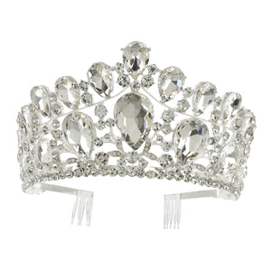 Crystal Pave Teardrop Cluster Silver Tiara Sophia Collection 