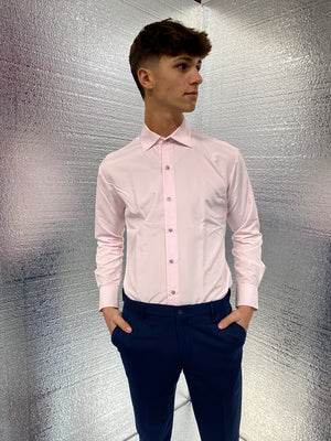 New Pink Fitted Laydown Collar Tuxedo Dress Shirt Formal Shirts 
