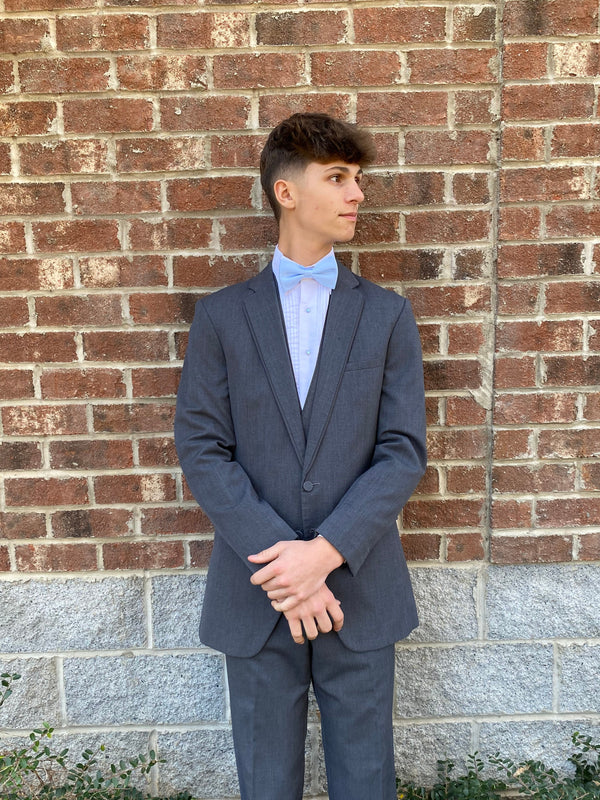 Steel Grey Allure Modern Fit Tuxedo Jacket and Pants by Jean Yves Jean Yves 