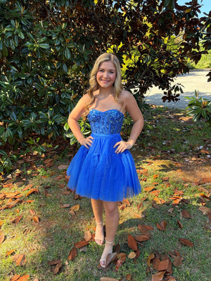 Lucci Lu 94208 Corset Style Glitter Tulle A-Line Cocktail Dress Lucci Lu 