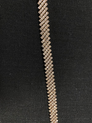 Crystal Gold Rhinestone Zig Zag 16" Belt or Strap Cristal D'Or 