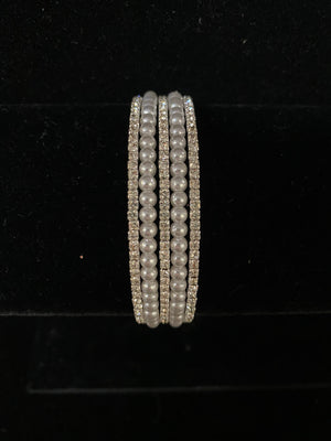 Pearl and Rhinestone 5 Row Cuff Bracelet Not specified 