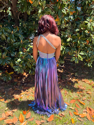 Lucci Lu 90289 Metallic One Shoulder Pleated A-Line Dress Lucci Lu 