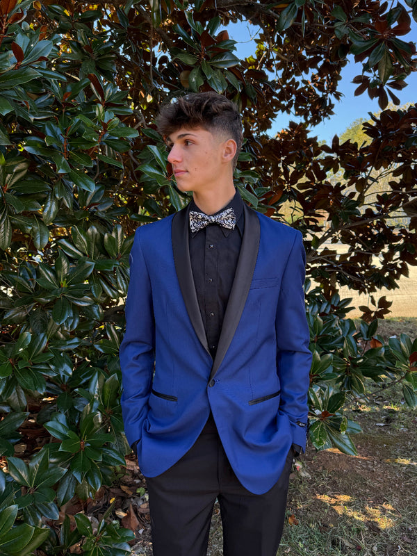 New Azzuro Indigo Blue with Black Shawl Slim Fit Tuxedo Azzuro 