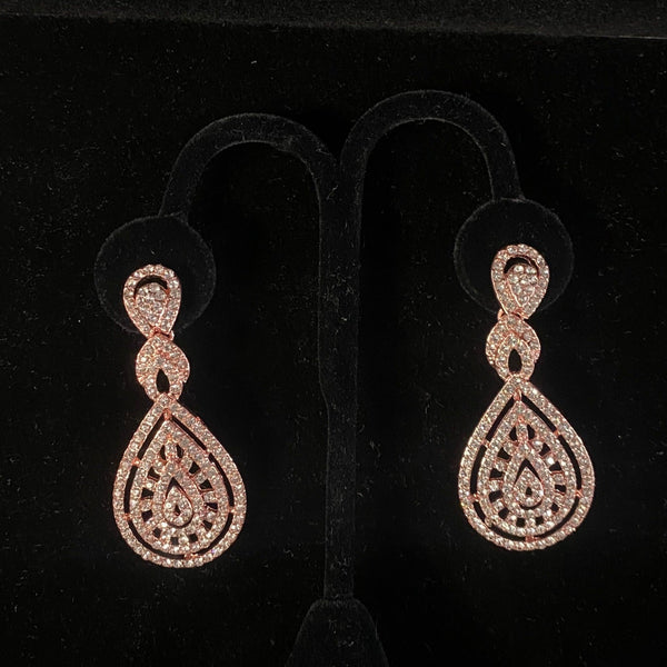 Rhinestone Pave Teardrop Design Rose Gold Earring