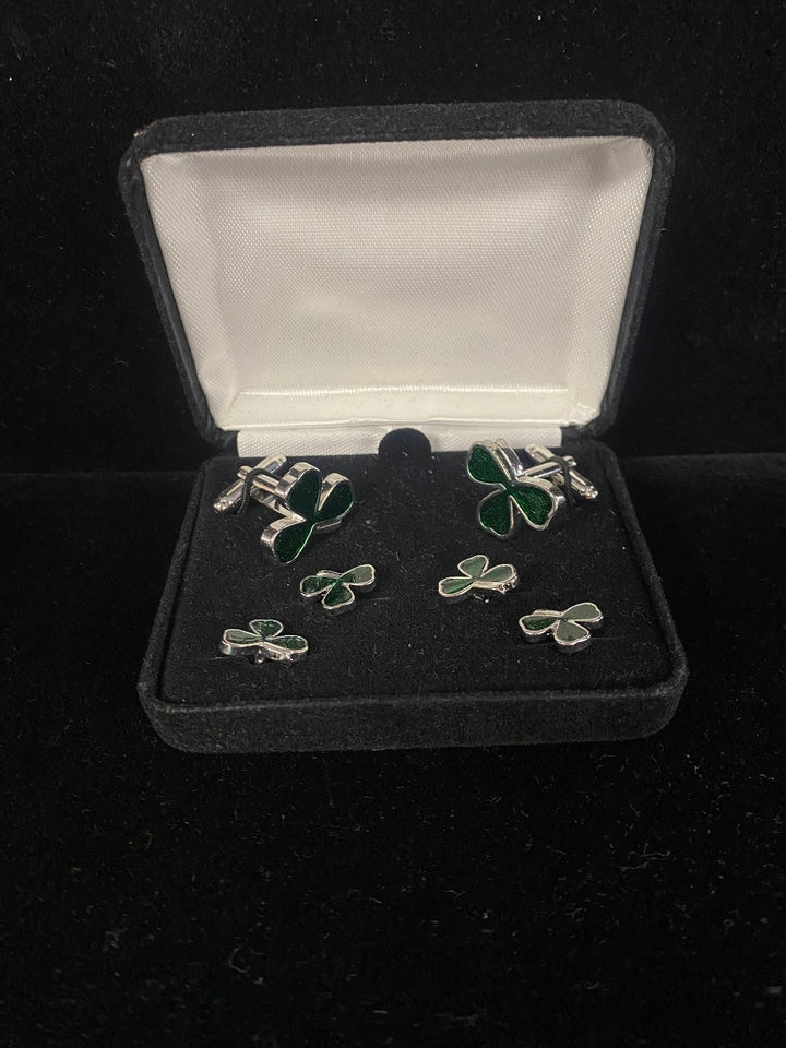 Silver Clover Stud & Cufflink