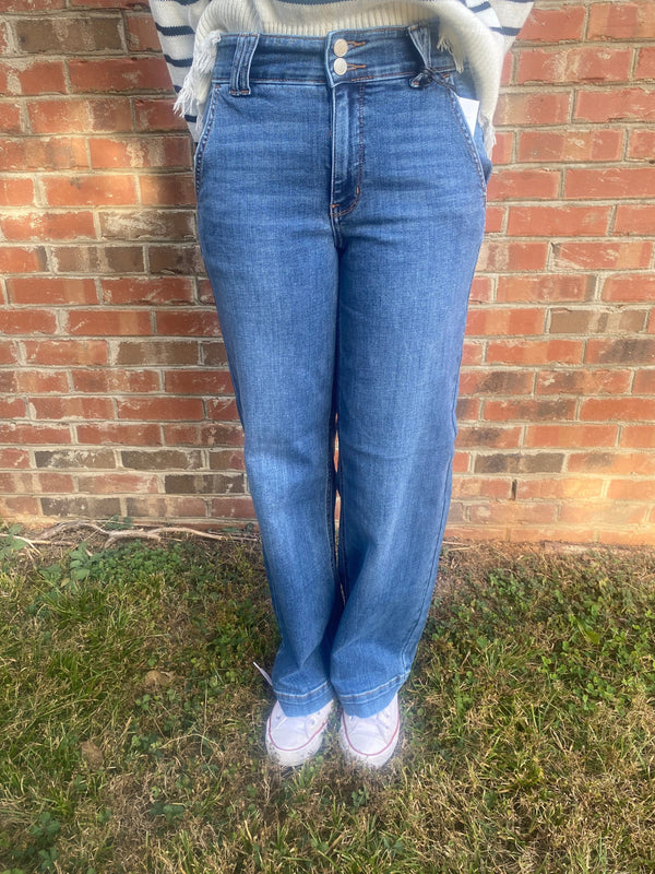 Judy Blue Anytime Anyplace High Waisted Wide Leg Jeans