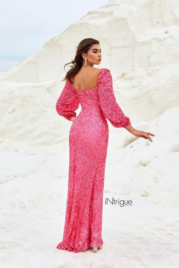 INTRIGUE 91037 Coral Sequin 3/4 Sleeve Dress