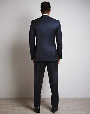 Ink Blue Harmony 100% Wool Men's Slim Fit Tuxedo Luxe Faille 