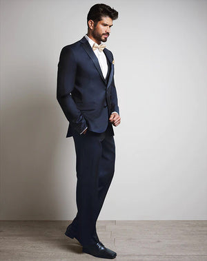 Ink Blue Harmony 100% Wool Men's Slim Fit Tuxedo Luxe Faille 