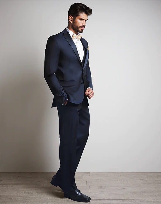 LUXE Faille Ink Blue Harmony 100% Wool Boy's Slim Fit Tuxedo