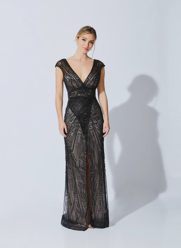 Ivonne D 221D44 Beaded Tulle Sheath Dress