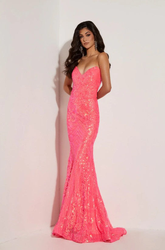 JASZ Couture 7430 Sequin Design Strapless Fitted Dress Jasz Couture 