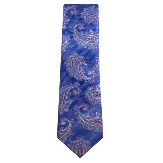 Powder Blue and Pink Paisley Design Tie