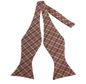 Orange Plaid Self Tie Bow Tie Romario Manzini 