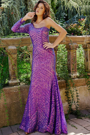 JOVANI 24098 Sequin Fit-n-Flare Dress