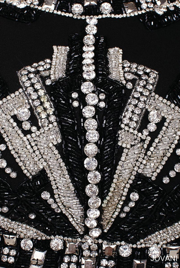 JOVANI 28901 Black  Silver 2 Piece Fit-n-Flare Dress Jovani 