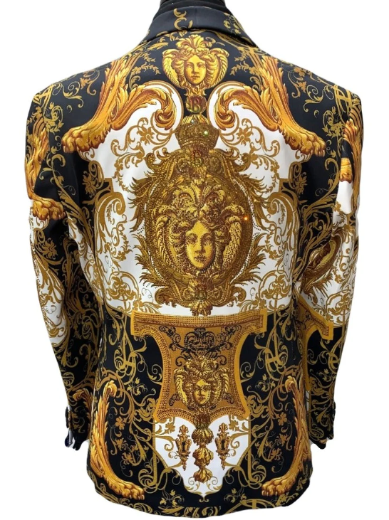 Baroque Print Red & Gold Fashion Jacket (Back of Black and Gold to show Print )Barabas 