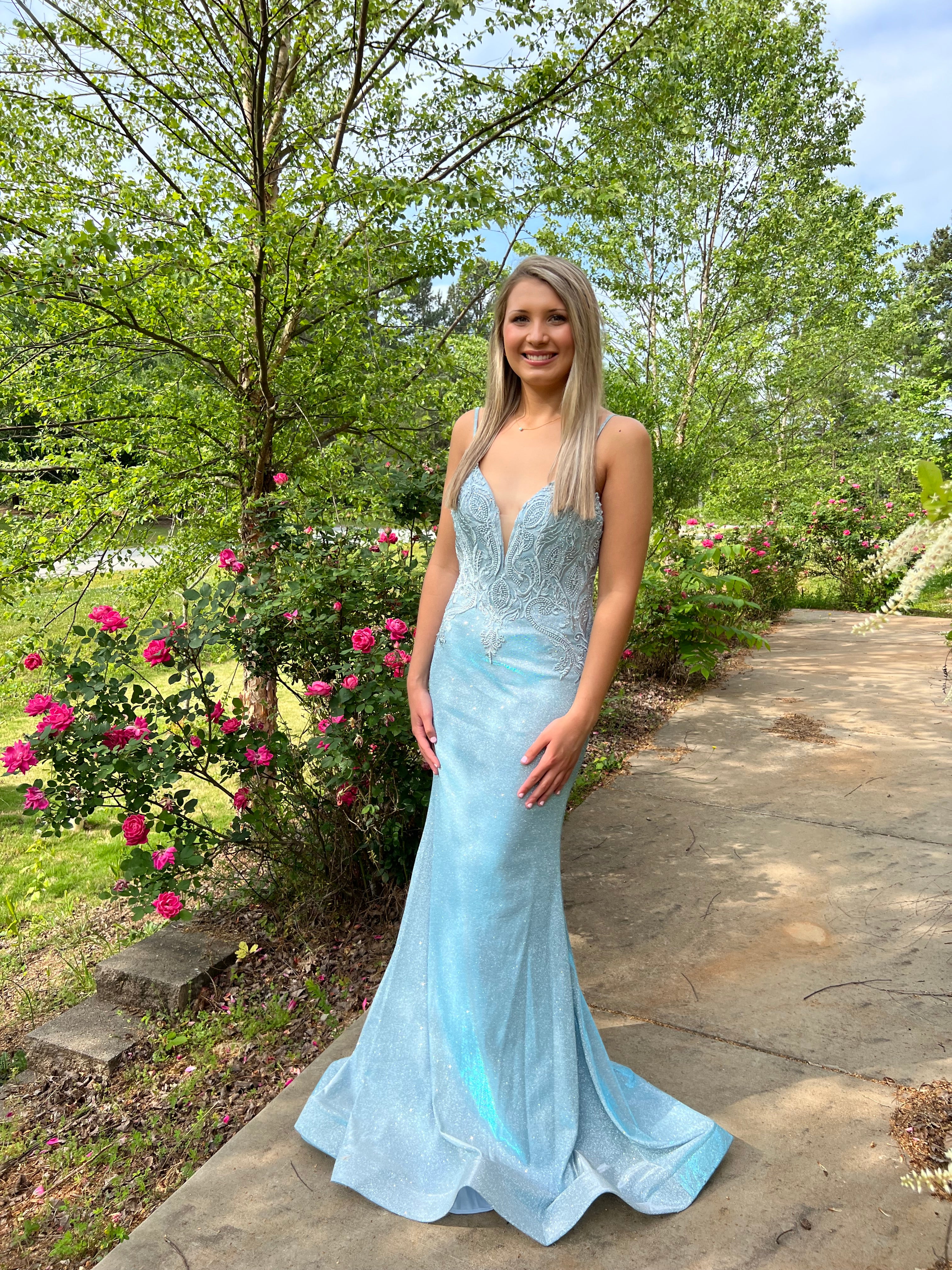 JVN by Jovani 08492 Light Blue Shimmer Backless Dress Formalwear Outlet JVN by Jovani 08492 Light Blue Shimmer Backless Dress Formalwear Outlet