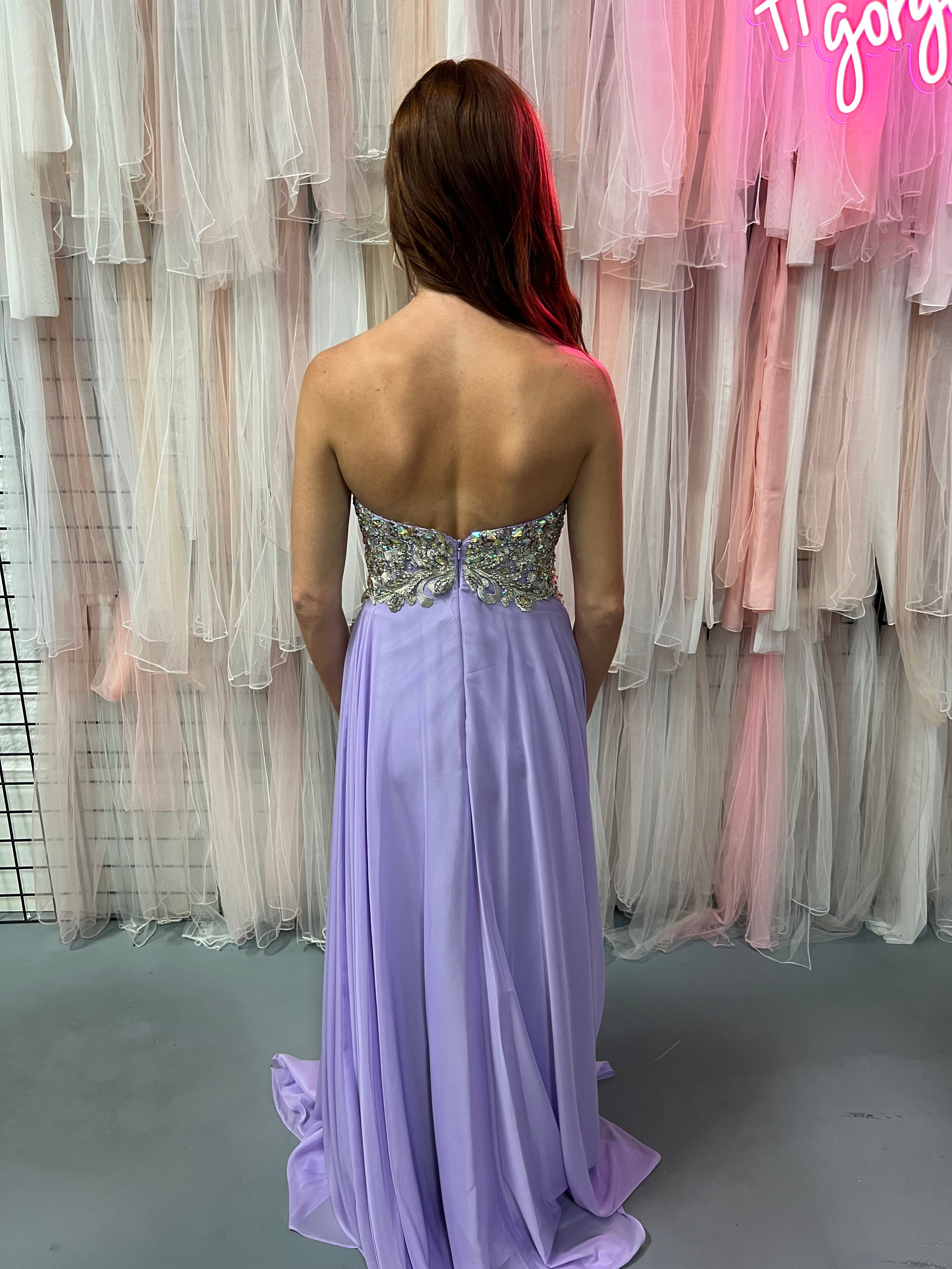 JVN by Jovani 21216 Lilac Jeweled Sweetheart Chiffon Dress Formalwear Outlet JVN by Jovani 21216 Lilac Jeweled Sweetheart Chiffon Dress Formalwear Outlet