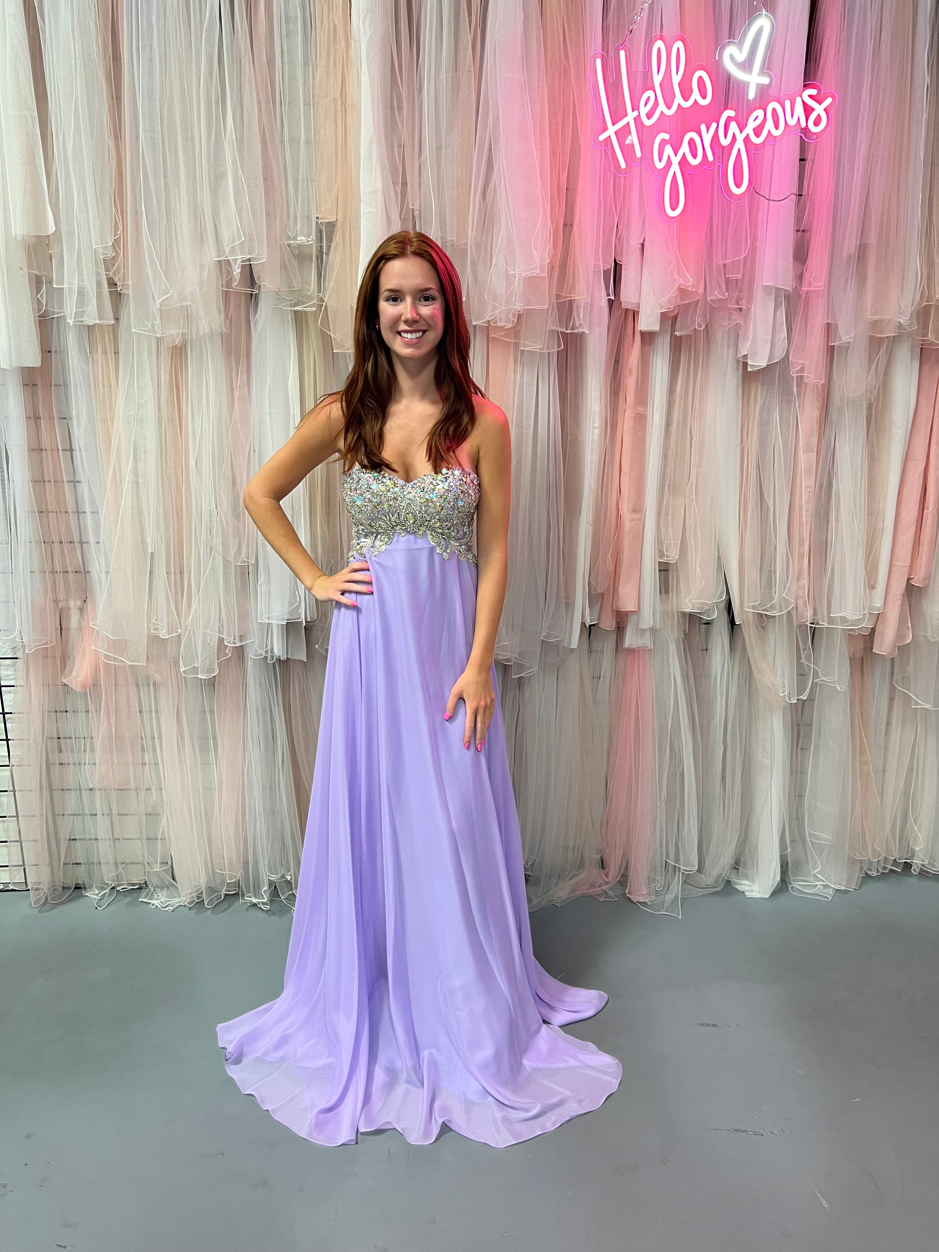 JVN by Jovani 21216 Lilac Jeweled Sweetheart Chiffon Dress Lilac / 2 JVN by Jovani 21216 Lilac Jeweled Sweetheart Chiffon Dress Lilac / 2