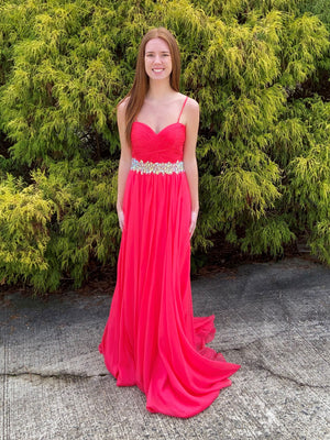 watermelon color formal dress Watermelon Long Chiffon Cut Out Prom Gown Evening Formal Dress