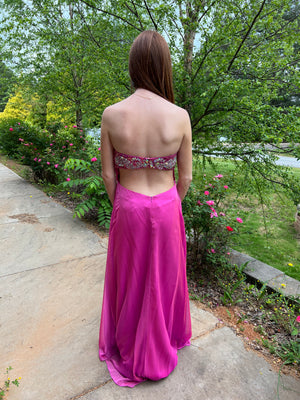 JVN by Jovani 5313 Fuchsia Sweetheart Chiffon Dress