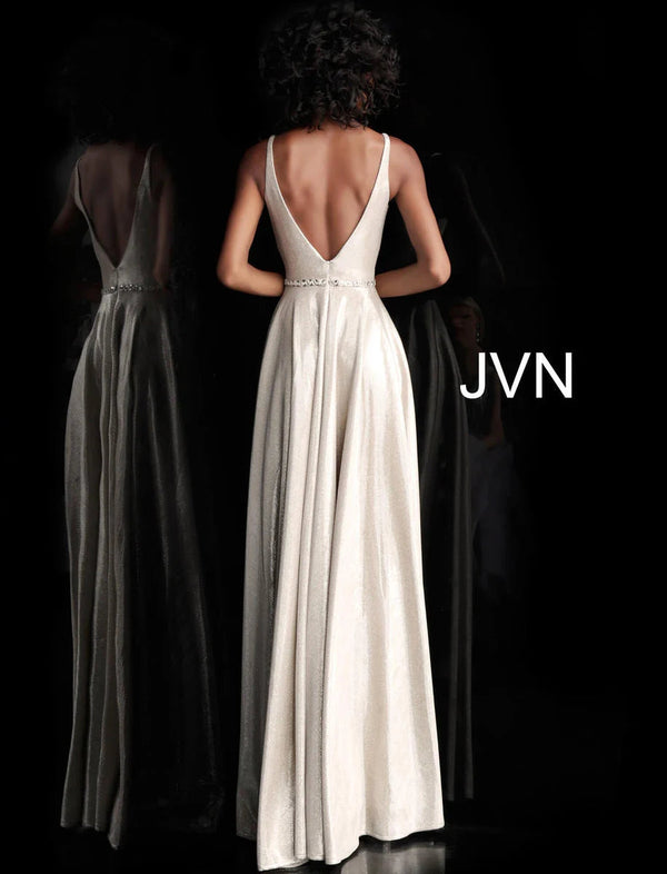 JVN by Jovani 67050 "Silver" Metallic A-Line Dress JVN by Jovani 