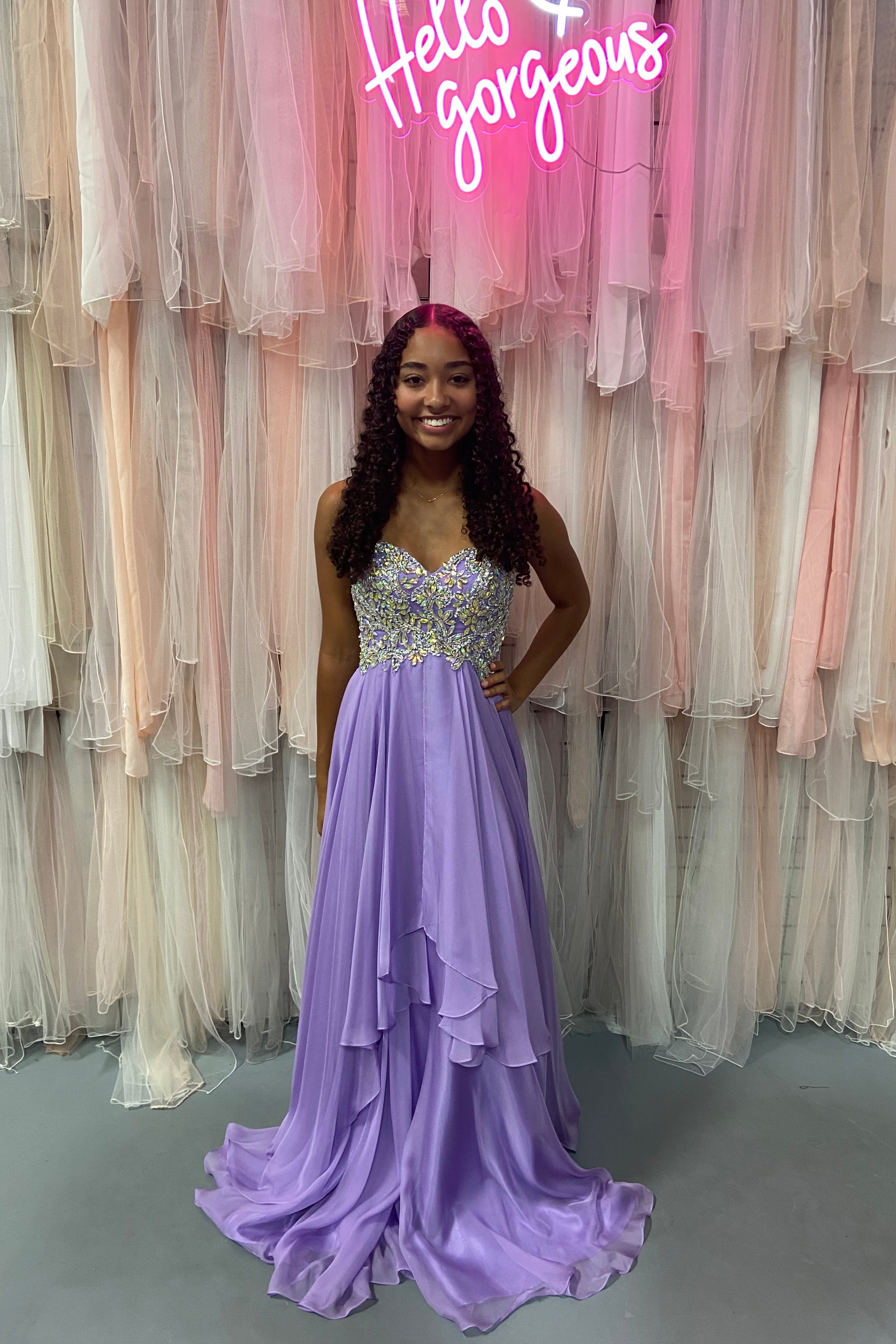 JVN by Jovani 93709 Lilac Chiffon Dress JVN by Jovani 93709 Lilac Chiffon Dress