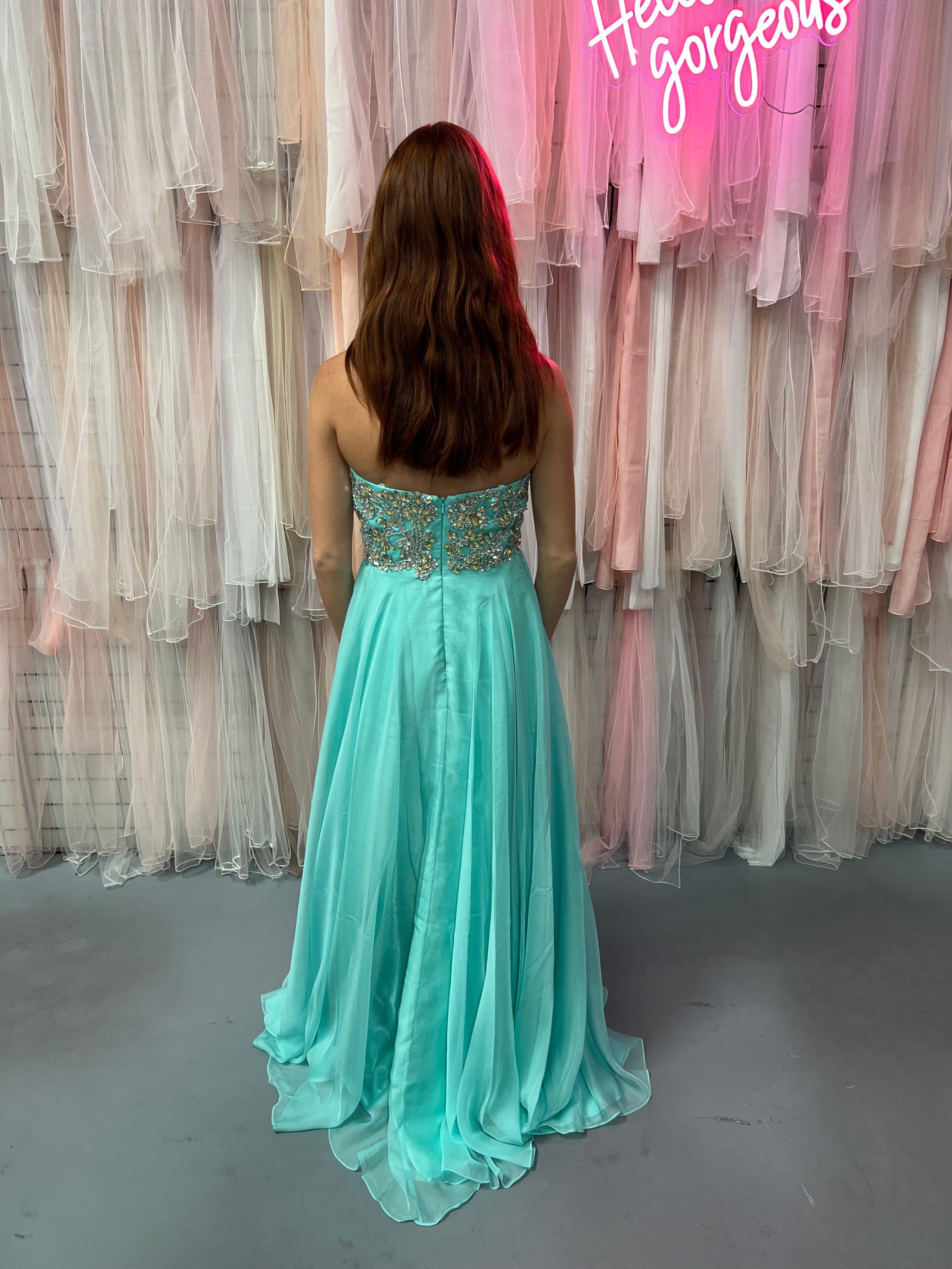 mint chiffon dress long Poly USA