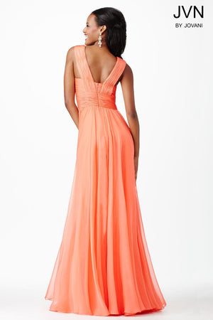 JVN by Jovani 94199 Coral Modest Chiffon Dress JVN by Jovani 